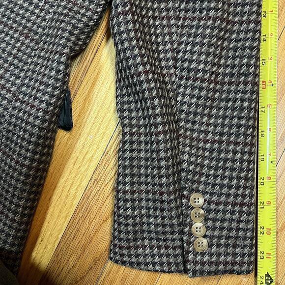 Vintage Gieves & Hawkes Houndstooth Brown Blazer 42R 32 Wool Blend See Note - Picture 8 of 16